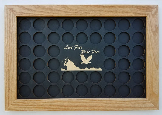 Black Poker Chip Display with Live Free Ride Free