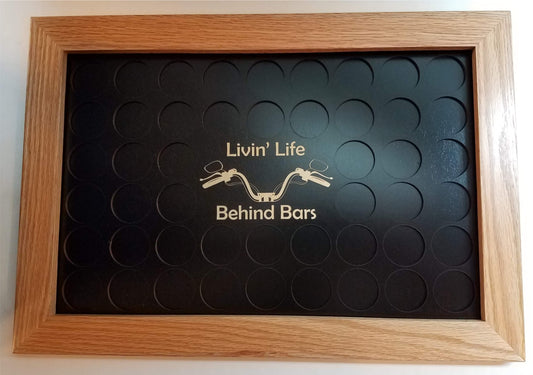 Black Poker Chip Display with Livin Life Behind Bars