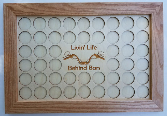 Natural Poker Chip Display with Livin Life Behind Bars